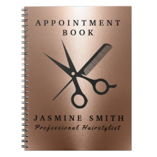 Carnet Ciseaux D'Huile D'Or rose Et Coiffeur Logo