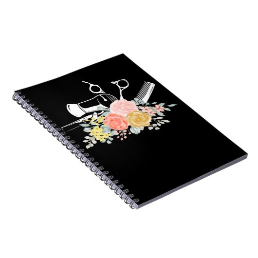 Carnet Ciseaux Fleur Femmes Coiffeuse Stylo Coiffeuse (Côté Droit)