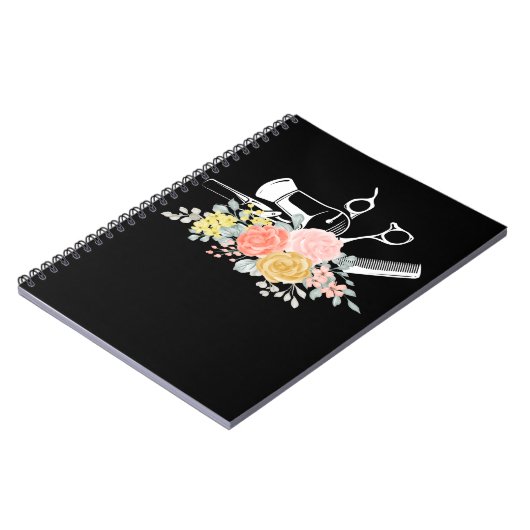 Carnet Ciseaux Fleur Femmes Coiffeuse Stylo Coiffeuse (Côté gauche)