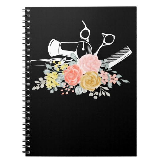 Carnet Ciseaux Fleur Femmes Coiffeuse Stylo Coiffeuse (Devant)