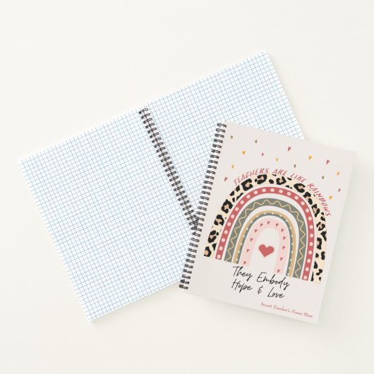 Carnet Citation Boho Rainbow personnalisable - Enseignant (Intérieur)