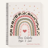 Carnet Citation Boho Rainbow personnalisable - Enseignant (Devant)