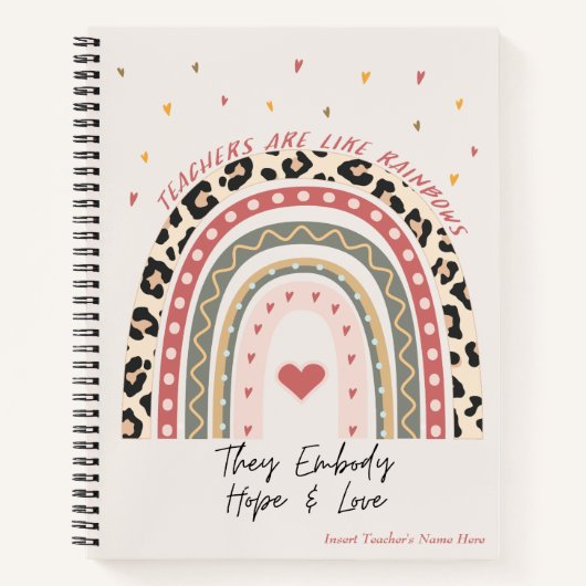 Carnet Citation Boho Rainbow personnalisable - Enseignant (Devant)