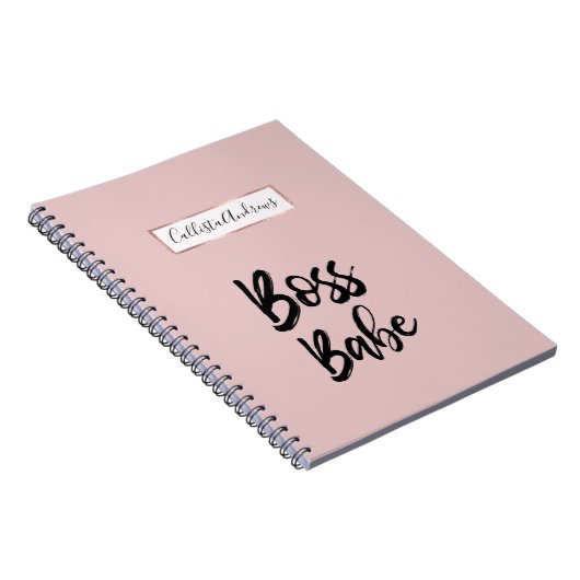 Carnet Citation Boss Babe Noir rose Simple Typographie (Côté Droit)