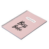 Carnet Citation Boss Babe Noir rose Simple Typographie (Côté gauche)