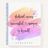 Carnet Citation de femme réussie Script Pink Aquarelle Ch (Devant)