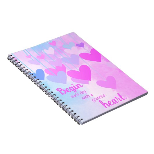 Carnet Citation de gratitude Coeur rose pourpre bleu Grat (Côté Droit)