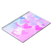 Carnet Citation de gratitude Coeur rose pourpre bleu Grat (Côté gauche)