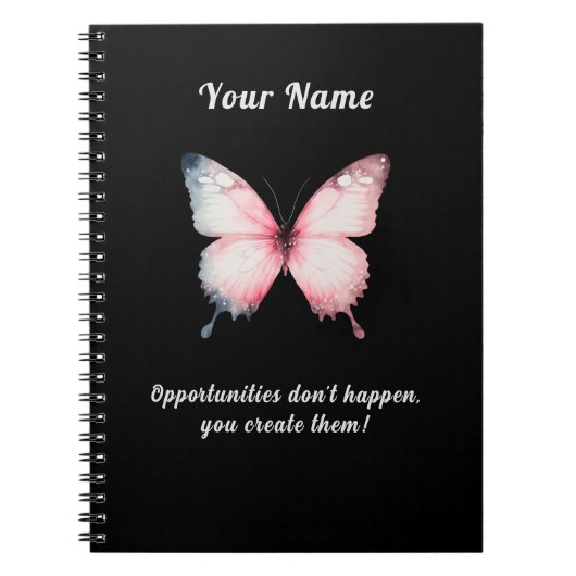 Carnet Citation de motivation papillon nom personnalisé (Devant)