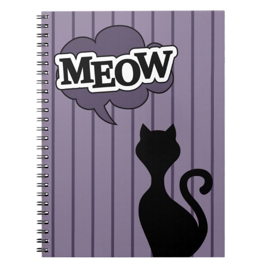 Carnet Citation de mousseline violette de chat noir (Devant)