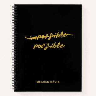 Carnet Citation de script Gold Inspirationnel ImpossibleP