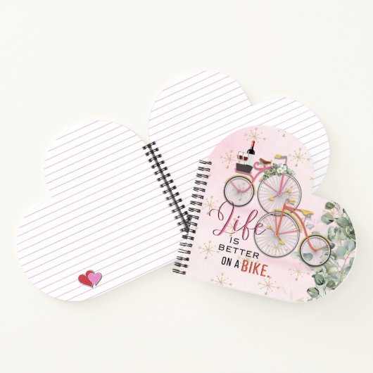 Carnet Citation de vélo en forme de coeur (Intérieur)