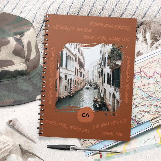 Carnet Citation de voyage Boho Rust avec Monogramme & Pho