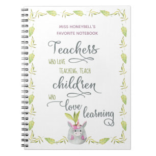 Carnet Citation des enseignants Cute Unicorn Plante Pot p
