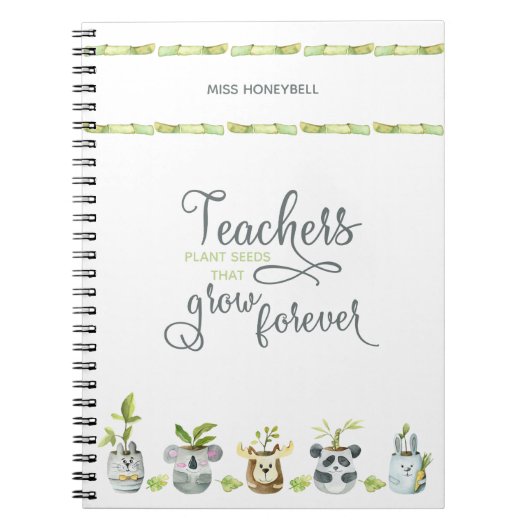 Carnet Citation des enseignants mignon animal Plante pot (Devant)