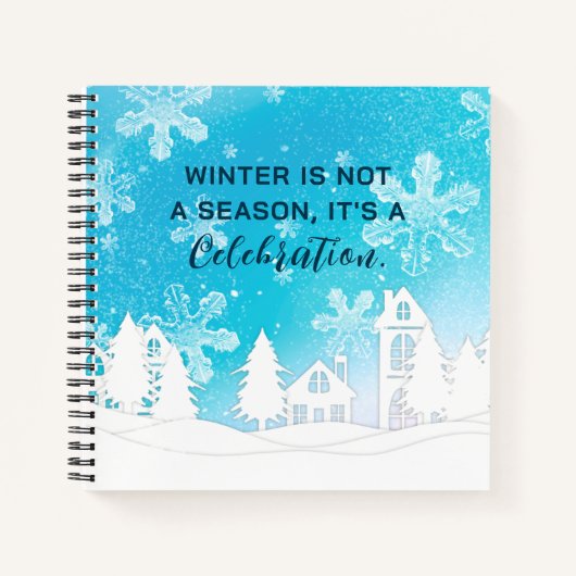 Carnet Citation d'hiver Blue White Snow House Snowflakes (Devant)