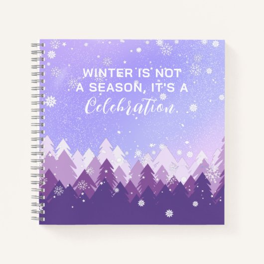 Carnet Citation d'hiver de la forêt paisible de neige vio (Devant)