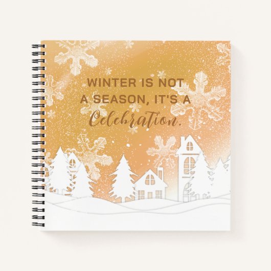 Carnet Citation d'hiver Gold White House Snowflakes (Devant)