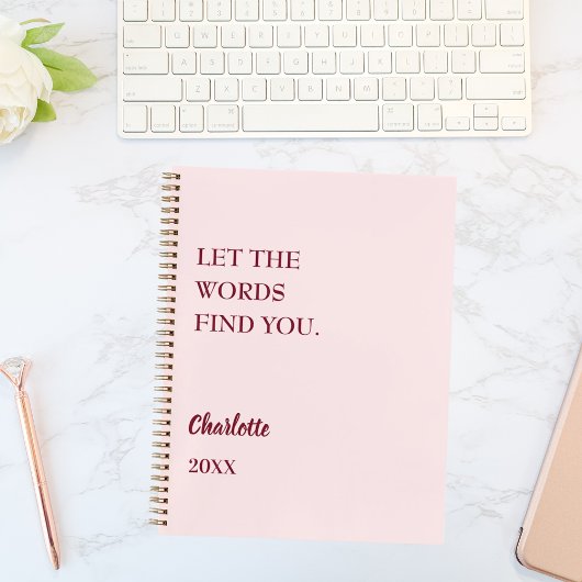 Carnet Citation d'inspiration rose pâle