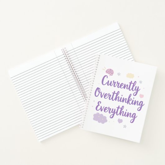 Carnet Citation drôle d'anxiété et de suranalyse Pastel (Intérieur)