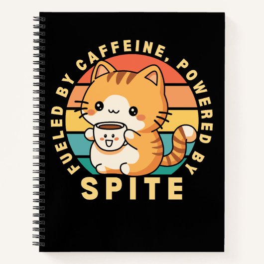 Carnet Citation drôle de café d'animal de chat mignon rét (Devant)