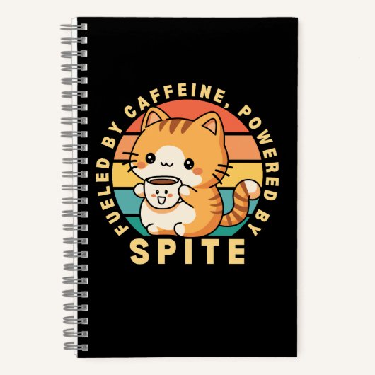 Carnet Citation drôle de café d'animal de chat mignon rét (Recto)