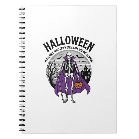 Carnet Citation drôle de cape d'Halloween de squelette de (Devant)