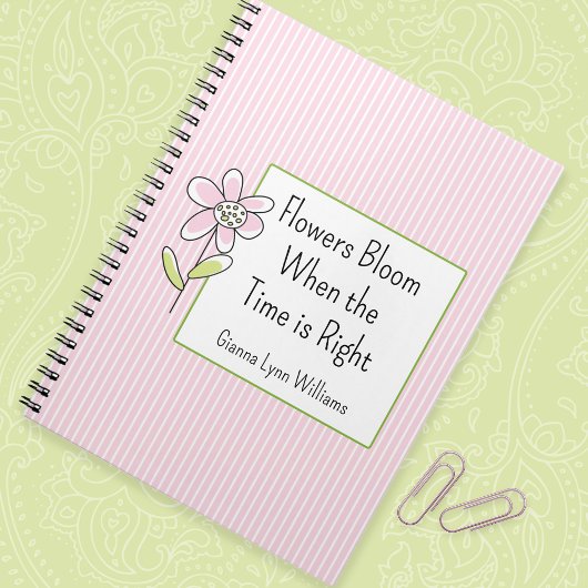 Carnet Citation Florale Inspirationnelle Rose Monogramme