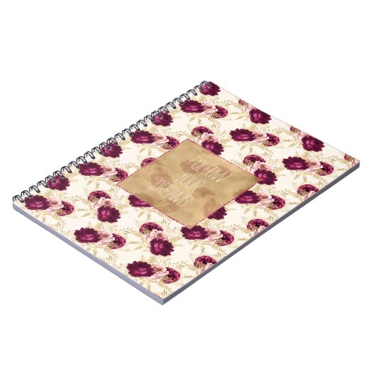 Carnet Citation florale rose crème (Côté gauche)