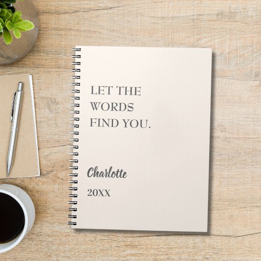 Carnet Citation inspirante crème beige écriture