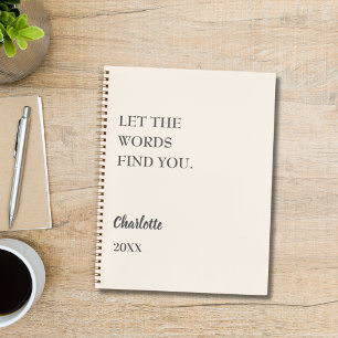 Carnet Citation inspirante crème beige écriture