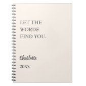 Carnet Citation inspirante crème beige écriture (Devant)