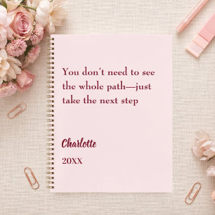 Carnet Citation inspirante de blush rose pour objectif