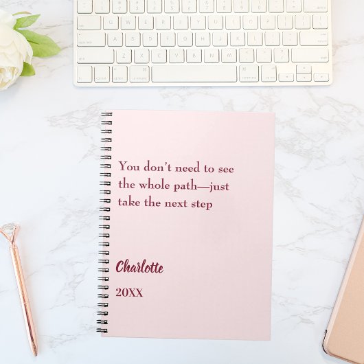 Carnet Citation inspirante de blush rose pour objectif