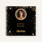 Carnet Citation inspirante de diamants de photo noir (Devant)