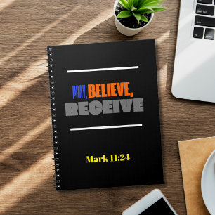 Carnet Citation Inspirante de Foi : Priez, Croyez, Receve