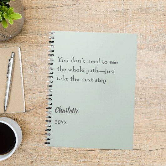 Carnet Citation inspirante de vert sauge pour objectif