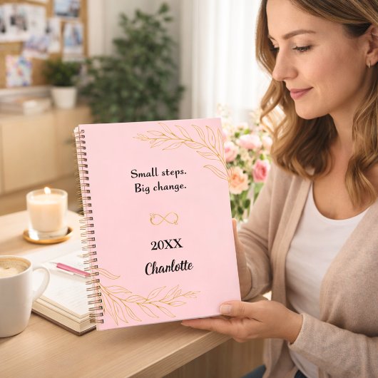 Carnet Citation inspirante du feuillage d'or rose