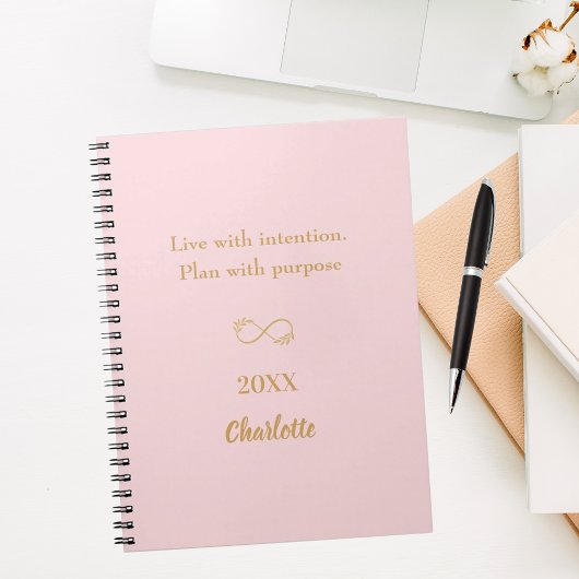 Carnet Citation inspirante en or rose