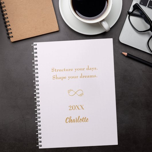 Carnet Citation inspirante en or rose lavande
