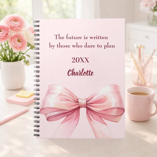 Carnet Citation inspirante ruban rose