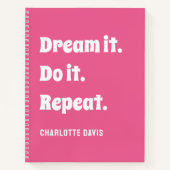 Carnet Citation inspiré rose blanc rêve il le faire (Devant)