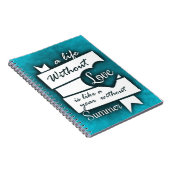 Carnet Citation inspirée sur l'amour sur le turquoise (Côté Droit)