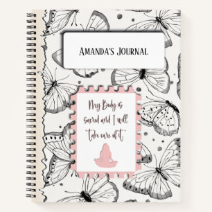 Carnet Citation Motif de yoga inspirationnel de papillon