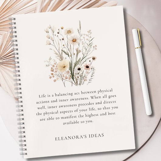 Carnet Citation Motivation Fleurs Sauvages Délicates
