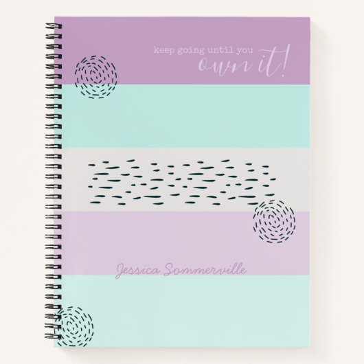 Carnet Citation Motivationnelle Doodé et Stripe Lilac Min (Devant)