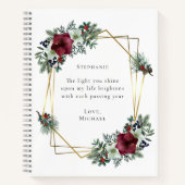 Carnet Citation romantique Bourgogne Noël Floral (Devant)