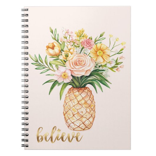 Carnet Citation Tropicale Fleurie de l'Or de l'Ananas Cro (Devant)