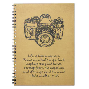 Carnet citation vie comme un appareil photo, vintage