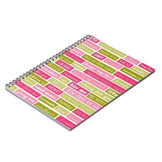 Carnet Citations d'amour rose et vert (Côté gauche)